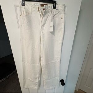 Judy Blue High Waist White Double Button Trouser Wide Leg Jeans-Size 11/30 NEW